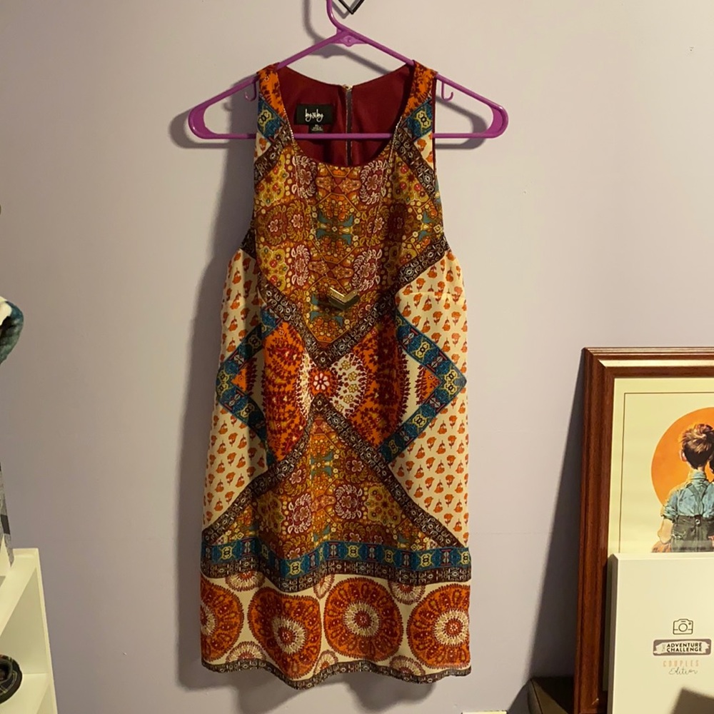 XL Boho Patterned Sleeveless Knee-length Dress